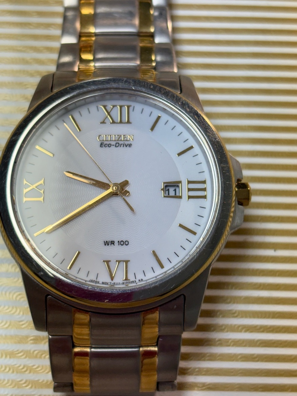 Citizen Two-Tone Gold and Silver Men's Eco-Drive Watch with White Dial